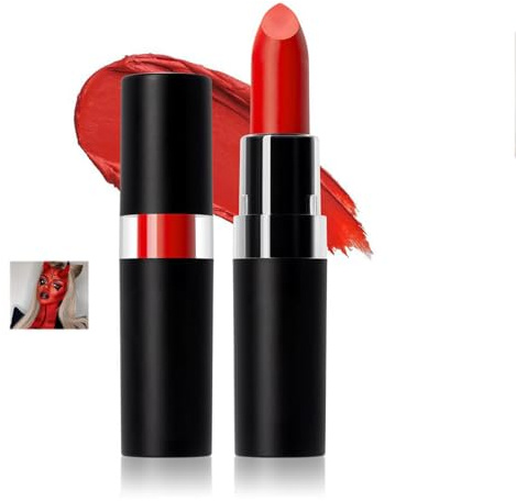 Red Face Paint And Body Paint Cream Stick, Blendable Twist-Up, 1-Pack | Black Tube, Direct Application, Water And Perspiration Resistant, For Sports Events, Theatre, Festivals And Cosplay