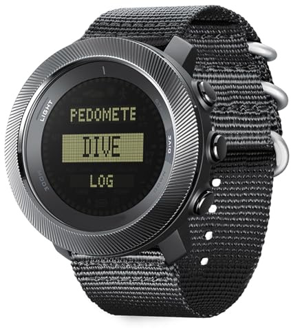 Asixxsix Montre de Plongée Unisexe Submersible à 100 M, Montre-Bracelet de Plongée Numérique, écran LCD avec Minuterie et Compteur de Pas, Baromètre, Thermomètre, Boussole