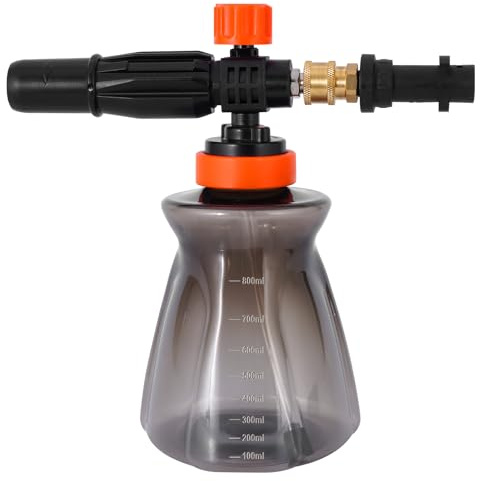 Lanza de Espuma para limpiadores de Alta presión Kärcher K2 K3 K4 K5 K6 K7 con Acoplamiento rápido de 1/4 Pulgadas, Botella de 1 l para Lanza de Espuma con Boquilla Ajustable