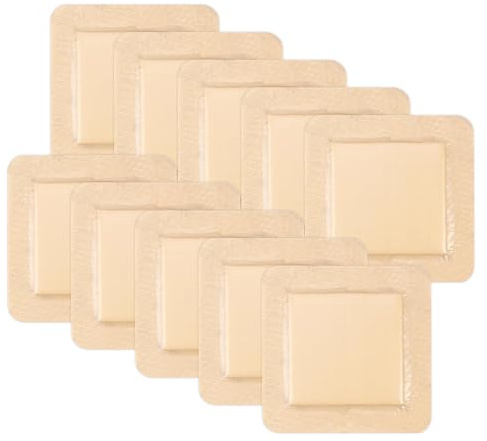 10 Pieza Apósito de Espuma de Silicona Parches Antiescaras con Borde, Apositos Adhesivos 7.5x7.5cm Autoadhesivo Impermeable Transpirable para Protección heridas para Uso Diario y Heridas Leves