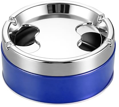 Cendrier de voiture en acier inoxydable, portable, coupe-vent, pour voiture avec couvercle rotatif, résistant aux odeurs, résistant à la chaleur, cendrier de table pour voiture, van, maison, bureau