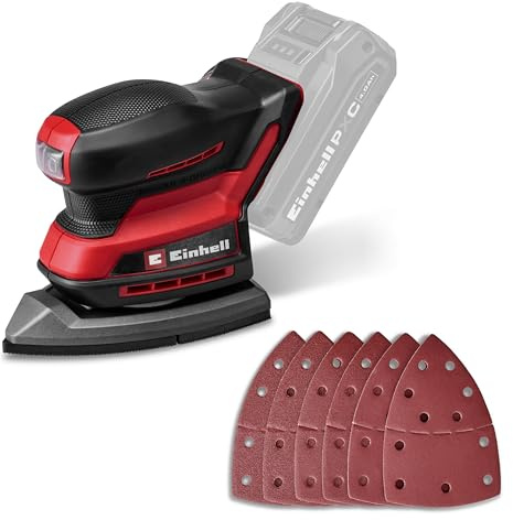 Einhell Levigatrice multifunzione TE-OS 18/150-2 Li Power X-Change (18 V, 24000 giri/min, circuito oscillante da 2 mm, raccoglipolvere, attacco aspirazione, inclusa 6 carte abrasive, senza batteria)