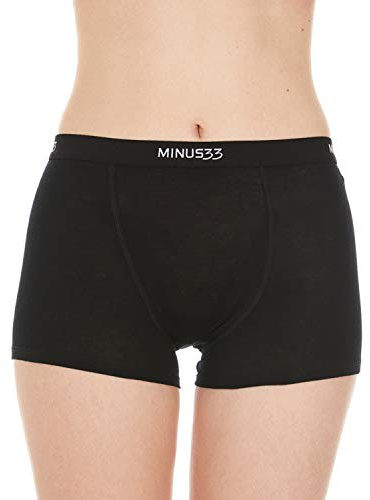 Boyshorts i merinoull – damunderkläder för vandring – fukttransporterande underkläder – atletisk anti-skav – svart – L