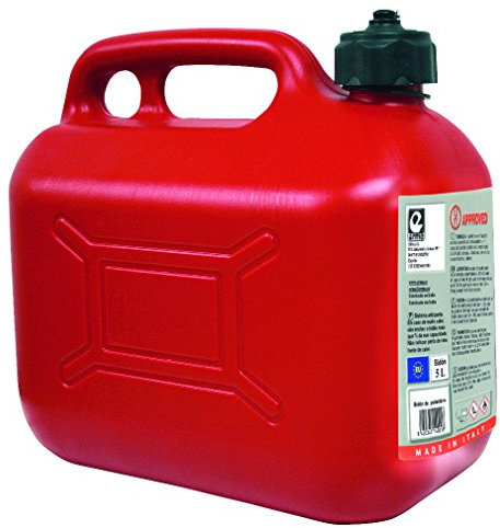 RD9 - Bidón Plástico para Gasolina, Tanque de Polietileno (PE) Rojo, 5 L, Homologación Hidrocarburos, Incluye Tubo de Llenado