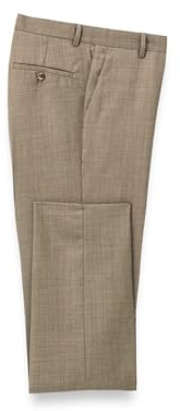 Paul Fredrick Men's Wool Sharkskin Flat Front Pants Light Brown 33
