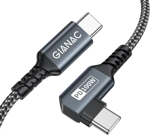 GIANAC 100 W USB C-Kabel [1M] Snabbladdning 5A Med E-Mark-Chip För MacBook Pro/Air, iPad Pro, Samsung Galaxy, Huawei, Book Pixel, Google-Surfplatta