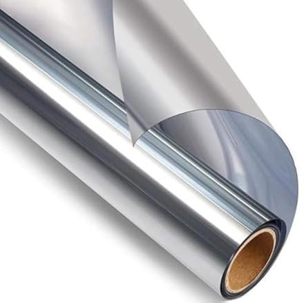 Simple Fix Fensterfolie Spiegelfolie Silber - 70 x 300 cm - Selbshaftend Blickdicht Sichtschutzfolie für Fenster - Sonnenschutzfolie Fenster Innen - Spiegelfolie Fenster Sichtschutz - Silber