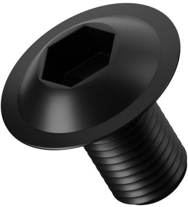 Viti a testa bombata flangiata M6 (6 mm x 20 mm) in zinco nero 10.9 (confezione da 20)