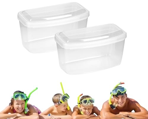 Topyond 2pcs Schwimmbrillen Etui,Etui Schwimmbrille,PP Kunststoff, Aufbewahrungsbox, Schwimmbrillen Box, Taucherbrille Box Aufbewahrung,Schnorchel Maske Box(Transparenz)