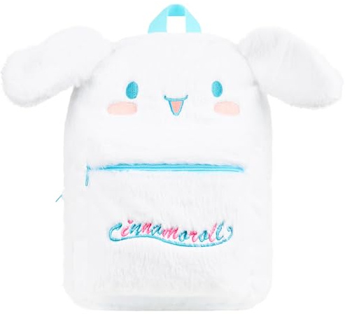 Hello Kitty Mochila Peluche Niña y Adolescentes, Mochila Escolar Pequeña - Regalos Anime (Blanco Cinnamoroll)