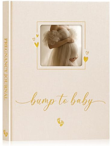 Lanpn Mon Journal de Grossesse, Livre Grossesse pour Future Maman, Carnet Grossesse Pregnancy 156 pages, Souvenirs Bébé Naissance, Cadeau Femme Enceinte Future Parents, Beige, Anglais