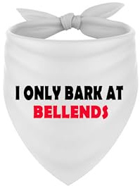 I Only Bark At Bellends Rude Offensive Fun Dog Bandana With Printed Slogan To The Front, Tie White Dog Bandana, Rude Offensive Bandana For Pet Fun.
