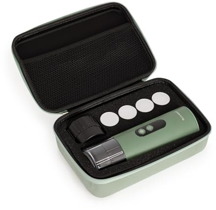 CREATE / THERA MOVE/Cafetera express portátil con funda de transporte para cápsulas y café molido verde sage/Preparación en frío y en caliente, 15 bar, capacidad de 80ml, 150W