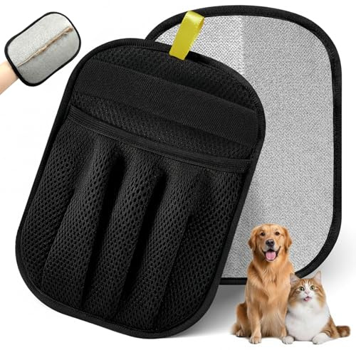 KU 2 Pezzi Guanti Magnetici Rimuovi Peli Animali Domestici, Guanto Toelettatura a Doppia Faccia Riutilizzabile per Cane Gatto, Divano, Auto, Abbigliamento, Tessuti (Antistatico)