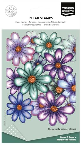 Vaessen Creative Sellos Transparentes 1 Uds - Flores de fondo - para Manualidades, Scrapbooking, Estampado y Tarjetas - Compatibles con Bloque de Acrílico