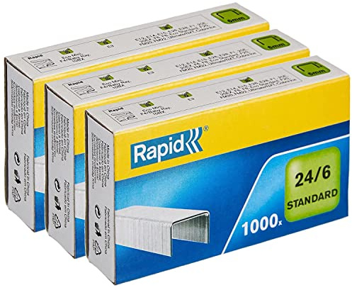 RAPID Lote de 3 cajas de 1000 grapas estándar 24/6 galvanizadas