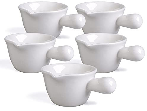 Keponbee 5er-Set Saucenschälchen Keramik Snackschale Klein Gewürzschale Snackschalen & Dipschalen Milchkännchen Mini Tappasschalen Weiß, 62ml