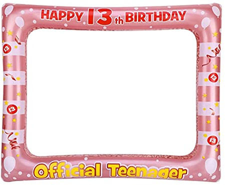 YAAVAAW 13th Birthday Photo Booth Props,Rose Gold Inflatable Selfie Frame Picture Frame,Giant Party Decor for Girls Supplies Womens Favor Gift, Rose Gold:13th, 71x58cm