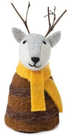 Eierwärmer Rentier 15 cm - Textil - Braun, Gelb