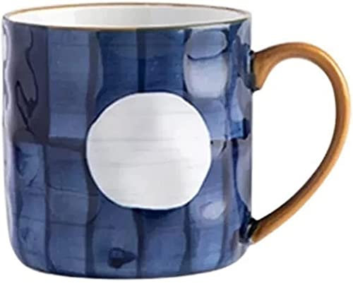 FülleMore Kaffeebecher Kaffeetasse aus Keramik 400ml Porzellantasse mit Henkel Trinkbecher Teetasse für Kalt- und Heißgetränke Kakao (Blau)