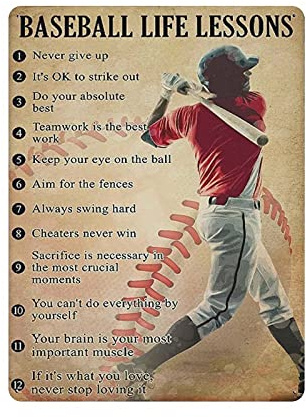 Cartel de chapa de metal Póster de jugador de béisbol Póster de arte vintage Pintura de hierro retro Decoración de pared Regalo de arte Cafetería al aire libre Bar Garaje Granja Decoración 16 x 12