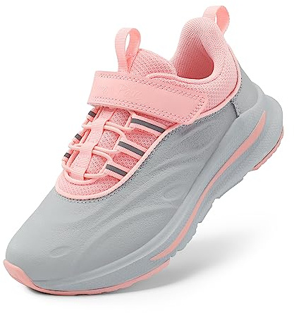 DREAM PAIRS Unisex Kids Trainers Boys Girls Waterproof Walking Running Shoes Athletic Sneakers Sports Shoes for Little/Big Kids,Size 4 Big Kid,Light Grey/Pink,SDRS2335K