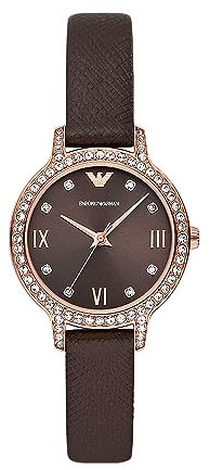 Emporio Armani Damenuhr quarz/3-Zeiger Uhrwerk 32mm Gehäusegröße mit einem pro-planet Lederarmband AR11555