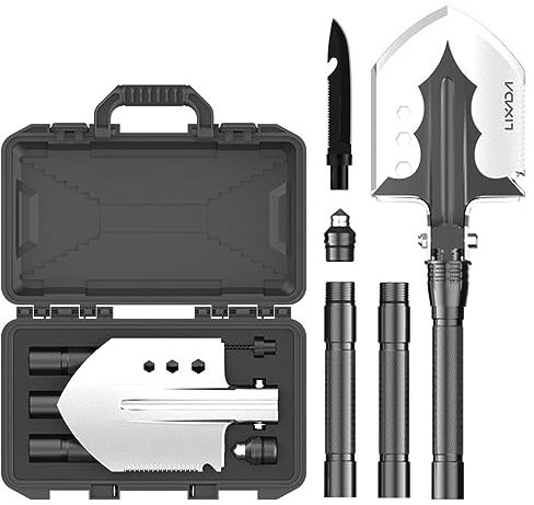 LIXADA Camping Pelle Pliante Survie Pelle Multi-Fonctionnelle Multi-Outil Extérieure Pelle d'urgence