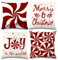DIYDEC 4 Stück Xmas Kissenbezug, 45x45 cm Rote Weihnachten Kissen Weihnachten Pillow Weihnachtsdeko für Wohnzimmer und Schlafzimmer
