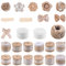 25 Pcs Sackleinen Band Rolle Set, 12 Natürliche Jute Bänder mit Spitze 1M, 4 Spitzenband Weiß Vintage, 8 Stile Jute Blumen Schleifen, 100M Jute Schnur, Juteband Natur Geschenkband für DIY Handwerk
