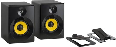 McGrey Set Altoparlanti Attivi Multimediali MM-550BT - Potenza RMS 40 Watt - Bluetooth - Custodia MDF - Regolatori Volume, Bassi e Alti - Include Supporti Angolari per Altoparlanti - Nero