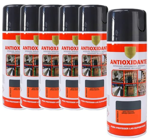various-Pintura Spray Antioxidante Gris Oscuro 400 Ml para las Superficies de Metal, Hierro y Aluminio,Pack de 6 Unidad