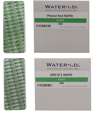 HAF® 1000 testtabletter vardera, 500 x fenol röd & DPD No1 Rapid för bulktestare i blister 10 stycken – exakt kemisk bestämning av pH, klor och brom-värde – kvalitet: Tillverkad i Tyskland