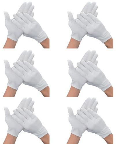 HSIXHAF 6 Paare Weiße Kinderhandschuhe, weiße Baumwollhandschuhe, Mädchen, Jungen, Cosplay, Kostüm, Kleid, Handschuhe, Handgelenk, formelle Handschuhe für Party