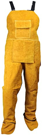 ＡＷＨＡＯ Grembiule Da Saldatura in Pelle di Vacchetta, Resistente Al Calore, con Pettorina, Gamba Divisa, con Tasche per Utensili, 103 cm