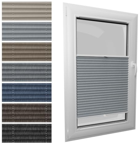 STELGE - Melange Plissee mit Bohren I auf Maß gefertigt I Breite 30-129 cm I Höhe 50-230 cm I Blickdichte und lichtdurchlässige Rollos I 7 Farben Melange-Stoff (Höhe von 50 cm bis 149 cm)