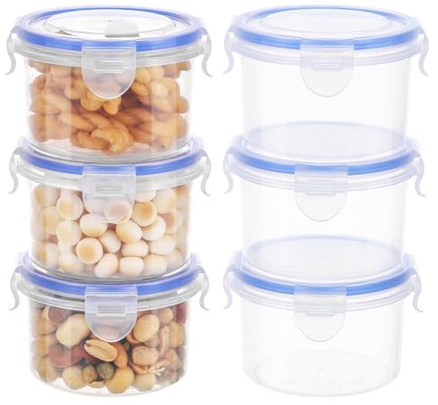 Kssvzz Lot de 6 Boite Hermetique Alimentaire 300ML, Plastique Boite de Conservation Alimentaire avec Couvercle Rond, Anti-fuite, Empilable et Durable, Micro-ondes, Congélateur, Passe au Lave-Vaisselle