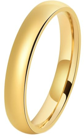 Calefee Bröllop damring, ring i rostfritt stål för män i rostfritt stål i guld 4 mm, 6 mm, 8 mm, storlek 47 till 72