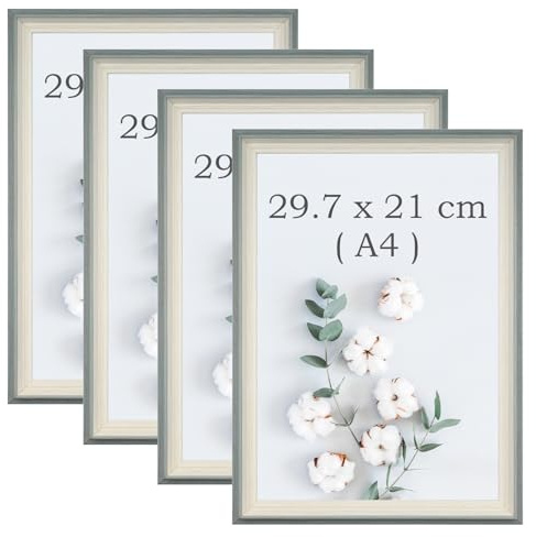 YoHyien 4 Pezzi Cornici Foto, Cornice Portafoto da Tavola, Decorative Cornice per Foto da Muro, Photo Frame for Wall (Verde Salvia, A4)