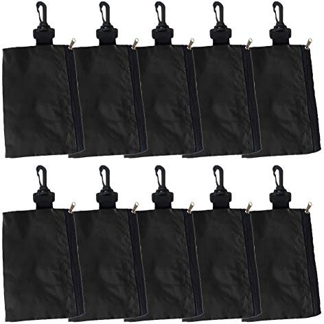 GOGO 10PCS Golf Tee Holder, Valuables Pouch, Tool Pouch with Zipper and Carabiner-Black