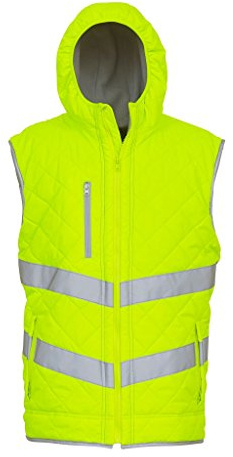 Yoko Unisex Adults Hi Vis Kensington Hooded Gilet (XL) (Yellow)