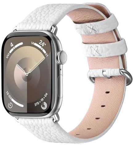 Fullmosa Läderrem kompatibel med Apple Watch-rem 44/45/46/49 mm 40/41/42 mm, äkta läderrem kompatibel med iWatch Ultra 2/Ultra Series10 9 8 7 6 SE 5 4 Sports & Edition, män och kvinnor
