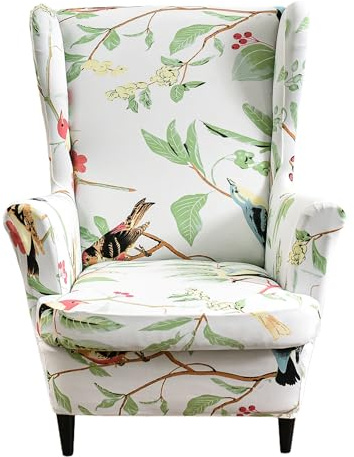 EBETA Housse de Fauteuil à Oreilles en 2 pièces - Housse de Fauteuil élastique - Housse pour Fauteuil de Lecture, Fauteuil de Relaxation avec Housse de siège (Pie)