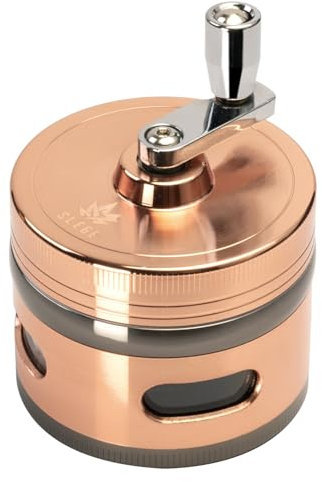 Grinder 2.5“(φ 62mm),Grande per erbe 4 parti - Premium Macinino in metallo con manovella, Portatile viaggio(oro rosa)