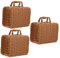 MAGICLULU 3 Piezas Cesta De Picnic Portátil Maleta Tejida Caja De Almacenamiento Estuche Retro Tejido a Mano Caso De Ratán De Simulación Cesta De Picnic De Imitación De Ratán Páginas Khaki