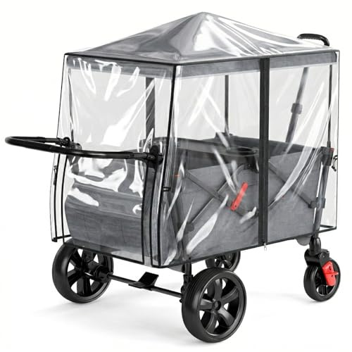 EVER ADVANCED regnskydd med dragkedja på sidodörr, transparent TPU-vagn regnbaldakin 95 × 59 × 80 cm, vattentätt vagnskydd för camping, shopping, trädgård, picknick och utomhusbruk