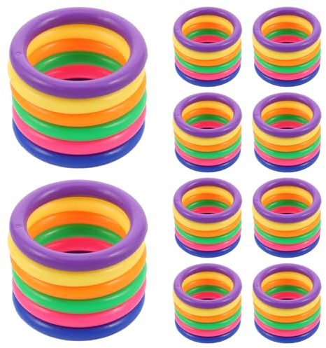 Toyvian Jeu de Lancer d'Anneaux Bouteille, 60 Pièces en Plastique | Carnaval et Cour, Accessoires de Rechange, Léger et Sûr pour Garçon et Filles et Adultes