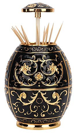 Pop up Toothpick Holder, Push Style Retro Automatic Retractable Toothpick Dispenser Toothpick Case Storage Organizer Tooth Picks Lot Container Table Accessories for Kitchen Hotel Restaurant, Black