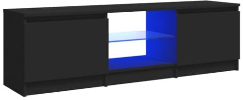 vidaXL TV Schrank mit LED-Leuchten Lowboard Sideboard Fernsehschrank Fernsehtisch TV Möbel Tisch Board HiFi-Schrank Schwarz 120x30x36cm