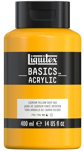 LIQUITEX Basics Acrylic Paint, Cadmium Yellow Deep Hue, 400 ml Bottle